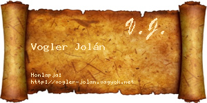 Vogler Jolán névjegykártya